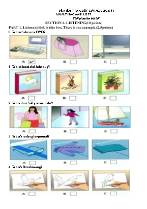 Đề kiểm tra chất lượng học kì I môn Tiếng Anh Lớp 7 (Có đáp án)